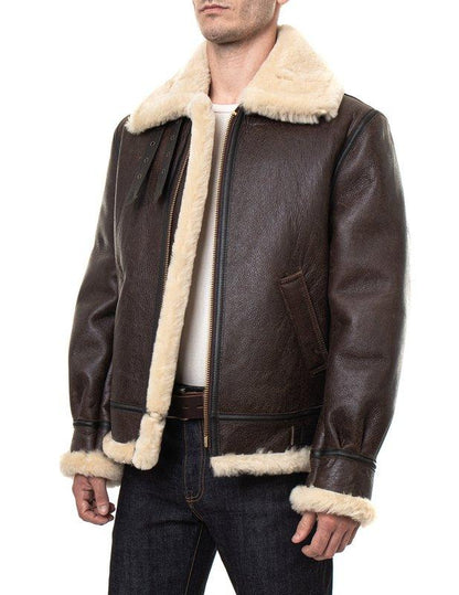 B-3 Classic Sheepskin Leather Bomber Jacket - Leather Loom