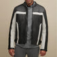 Men's Color Blocked Genuine Leather Biker Jacket - Leather Loom
