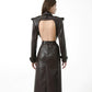 Crocodile Leather Open Back Trench Coat - Leather Loom