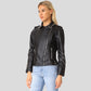 Dani Black Studded Leather Jacket - Leather Loom