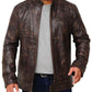 Distressed Brown Snap Tab Jacket - Leather Loom