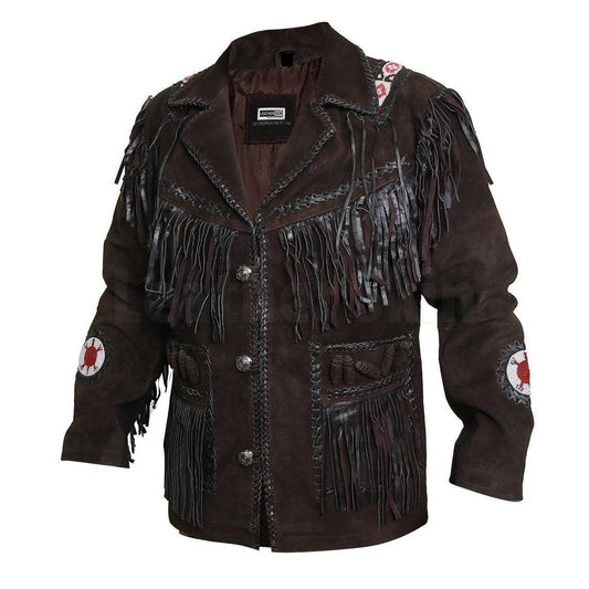 Edgy Chocolate Brown Leather Jacket with Fringes - Leather Loom