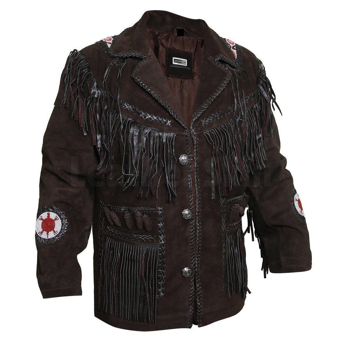 Edgy Chocolate Brown Leather Jacket with Fringes - Leather Loom