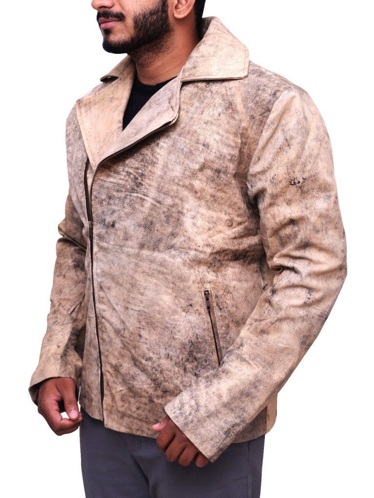 Men Distressed Brown Biker Jacket - Leather Loom