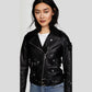 Florence Black Biker Leather Jacket - Leather Loom