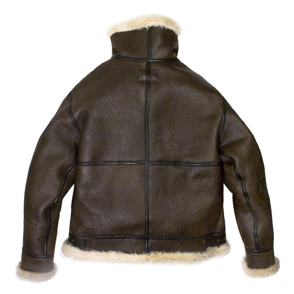 Mens Brown B-3 Bomber Genuine Leather Jacket - Leather Loom