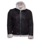 Hampton's Classic Brown Aviator Shearling Bomber Jacket with collar belt - Leather Loom