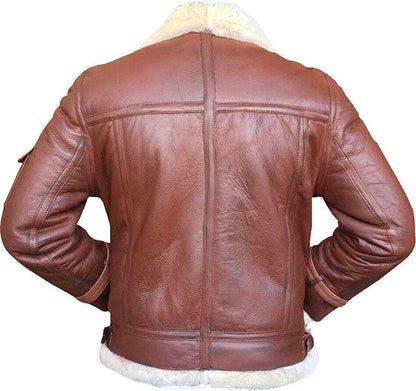 Handmade Mens Flying Leather Jacket With Fur - Leather Loom