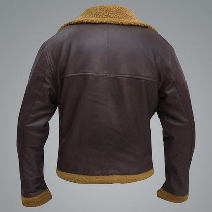 B3 Men Flying Aviator Winter Sheepskin Shearling Bomber Leather Jacket - Leather Loom