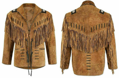 Handmade Men's Western Suede leather jacket, Men coy boy western Fringe Jacket - Leather Loom