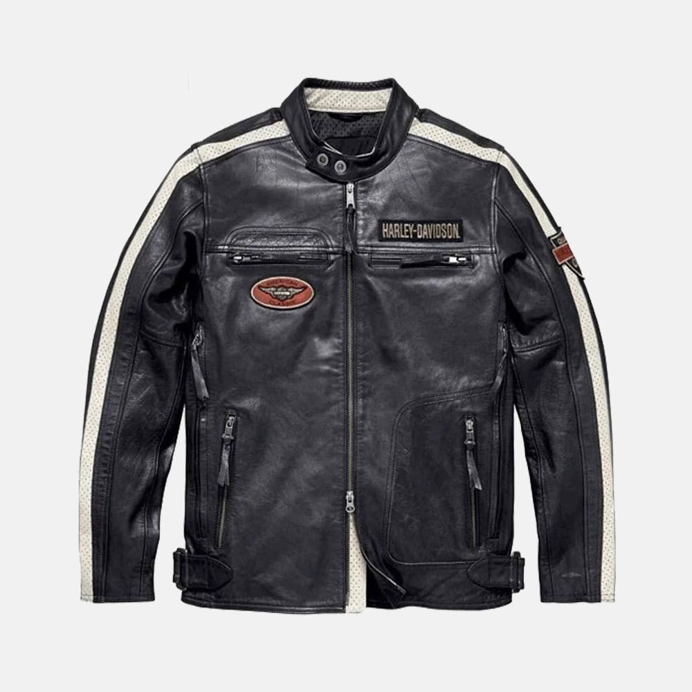 Harley Davidson Mid-Weight Command Men's Motorcycle Leather Jacket - Leather Loom