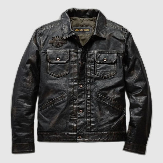 Men’s Digger Slim Fit Harley-Davidson Leather Jacket - Leather Loom
