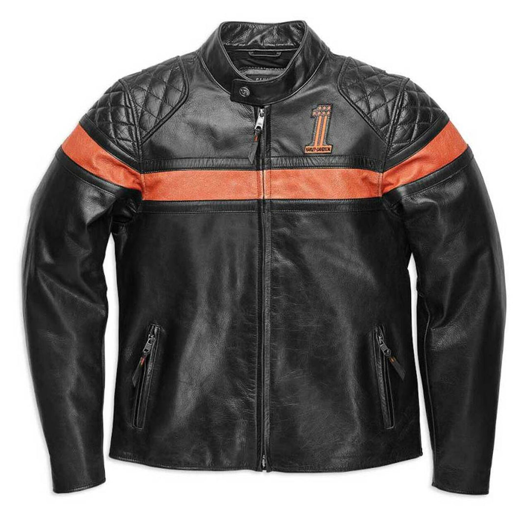 Men’s Harley-Davidson Vintage Leather Victory Sweep Jacket In Black - Leather Loom