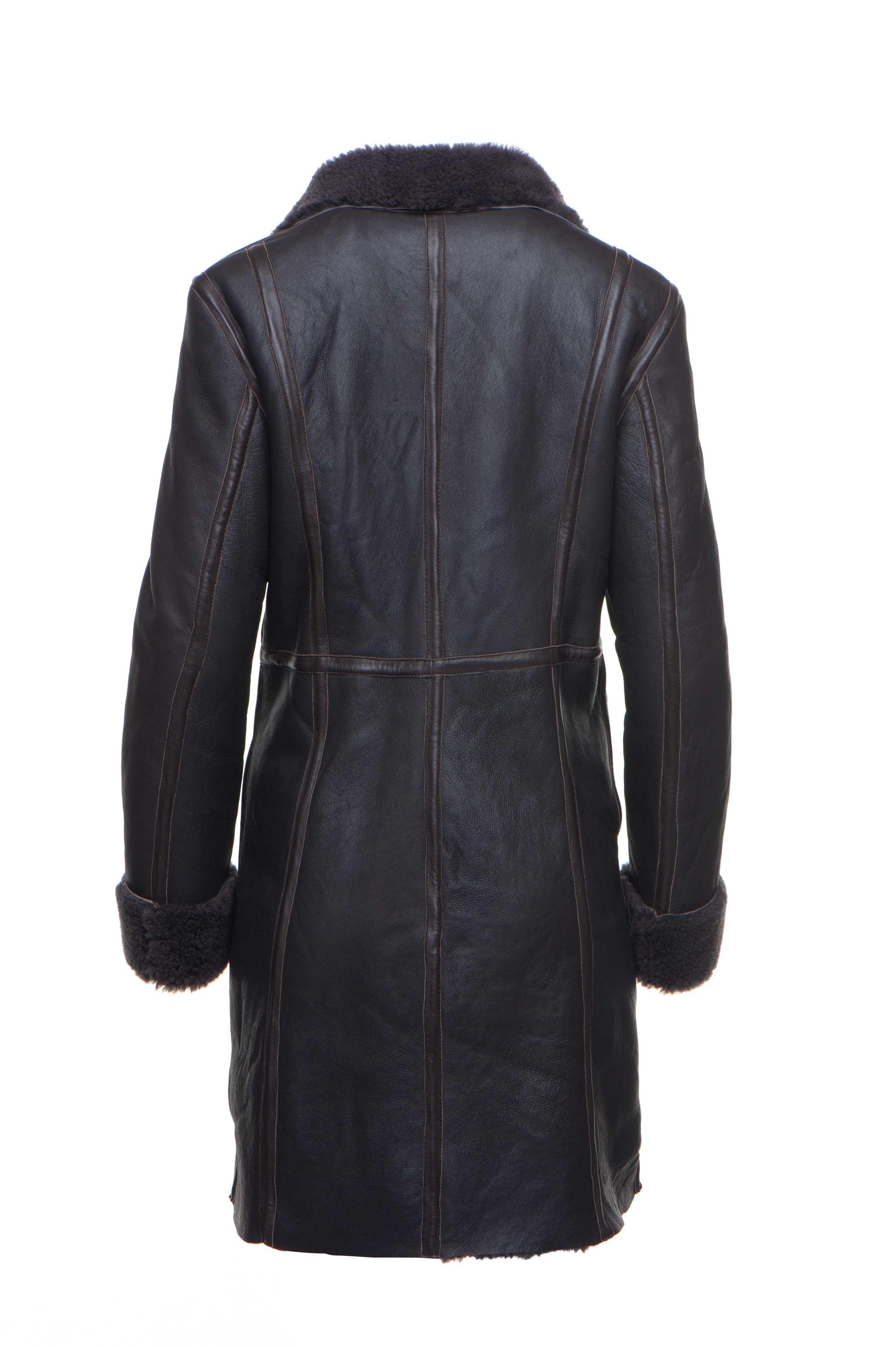 Shaunna's buttoned 3/4 length shearling coat For Women - Leather Loom