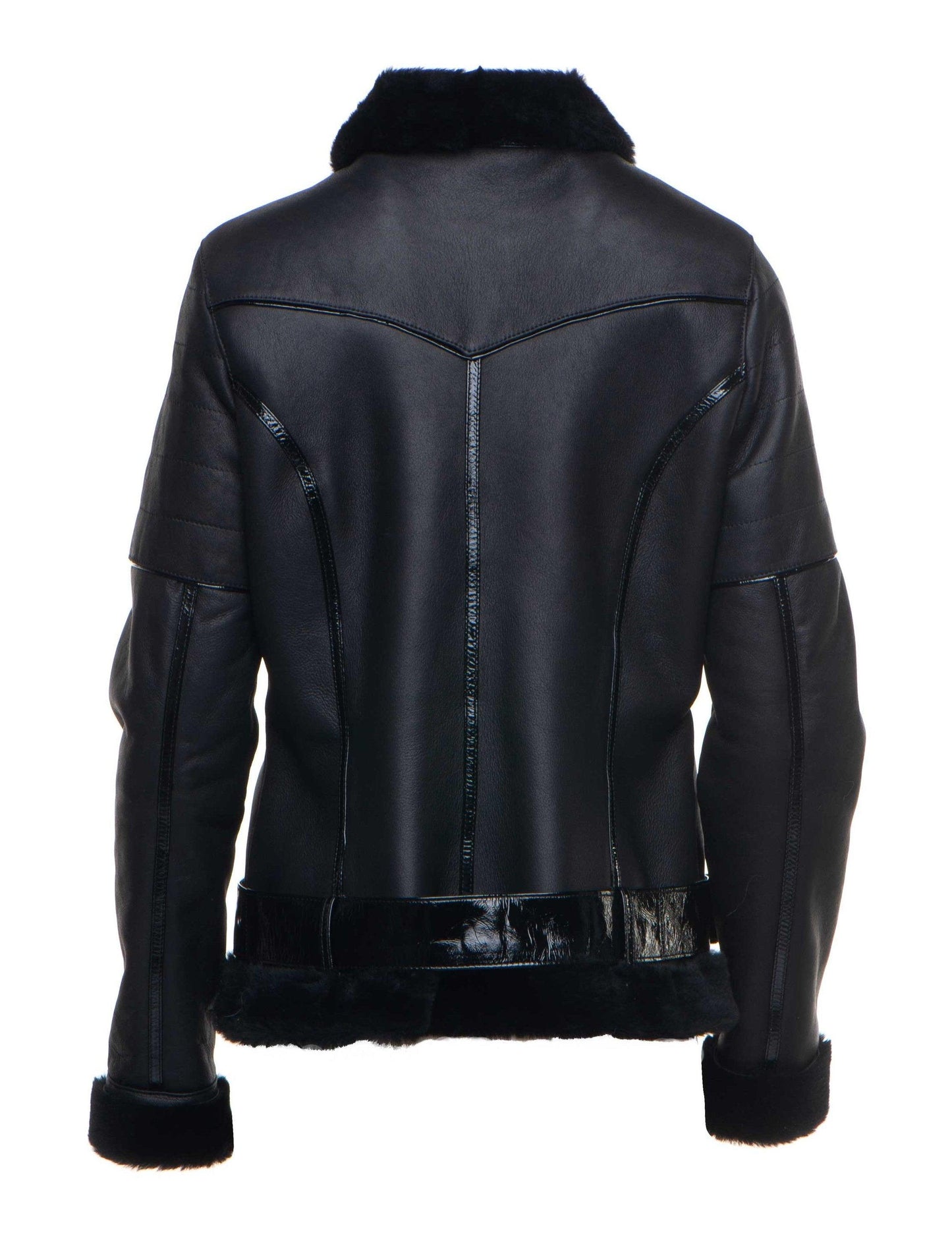 Tasha's B-3 Bomber Black Sheepskin Shearling Style Jacket For Women - Leather Loom
