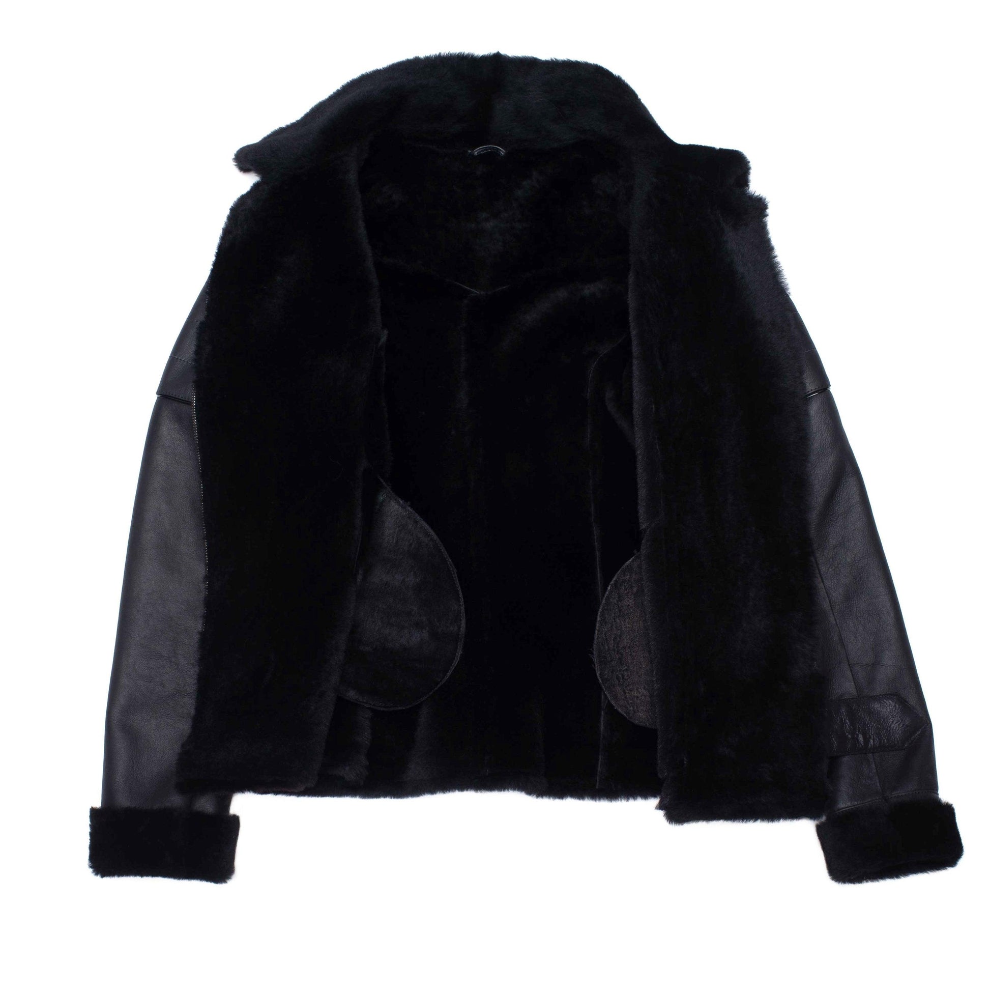 Tasha's B-3 Bomber Black Sheepskin Shearling Style Jacket For Women - Leather Loom