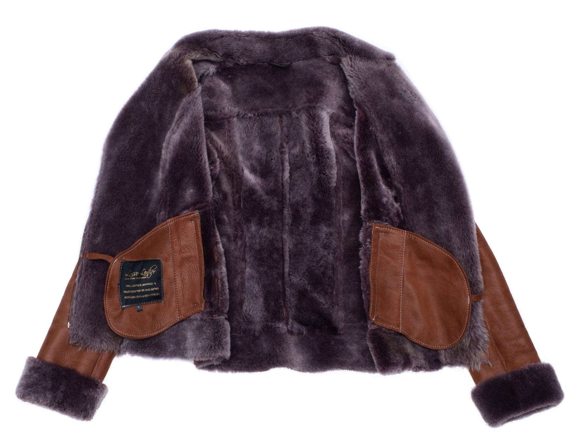 Sheepskin Shearling B-3 Bomber Style Jacket by Reyna's Tan - Leather Loom