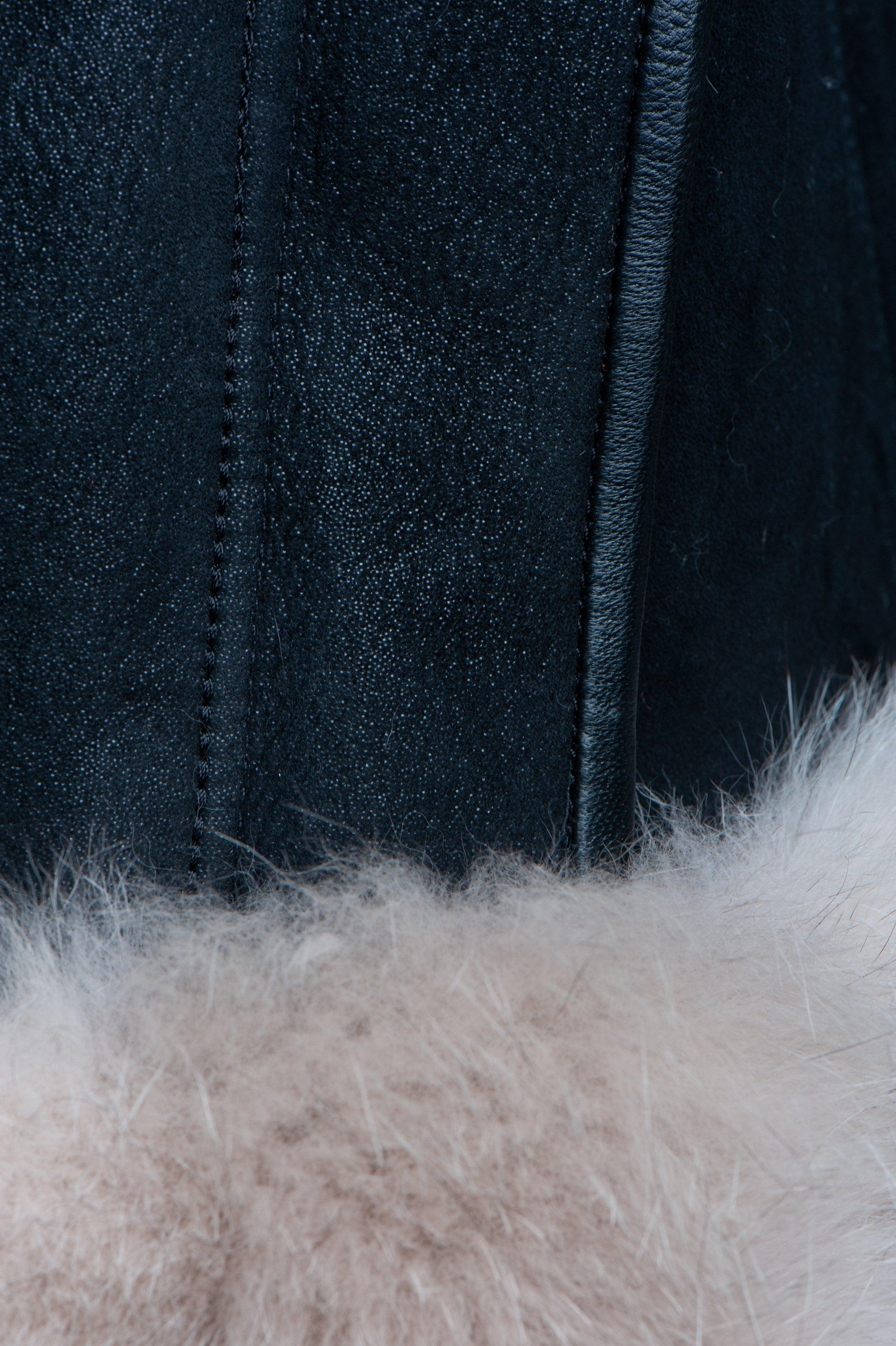 Black Shearling Sheepskin Jacket with Fox fur trim For Women - Leather Loom