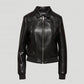 Black Women Aviator Sheepskin Shearling Motorbike  Leather Bomber Jacket - Leather Loom