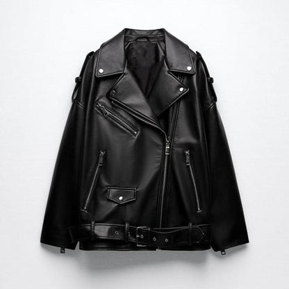 Women's black motorcycle biker  leather jacket - Leather Loom