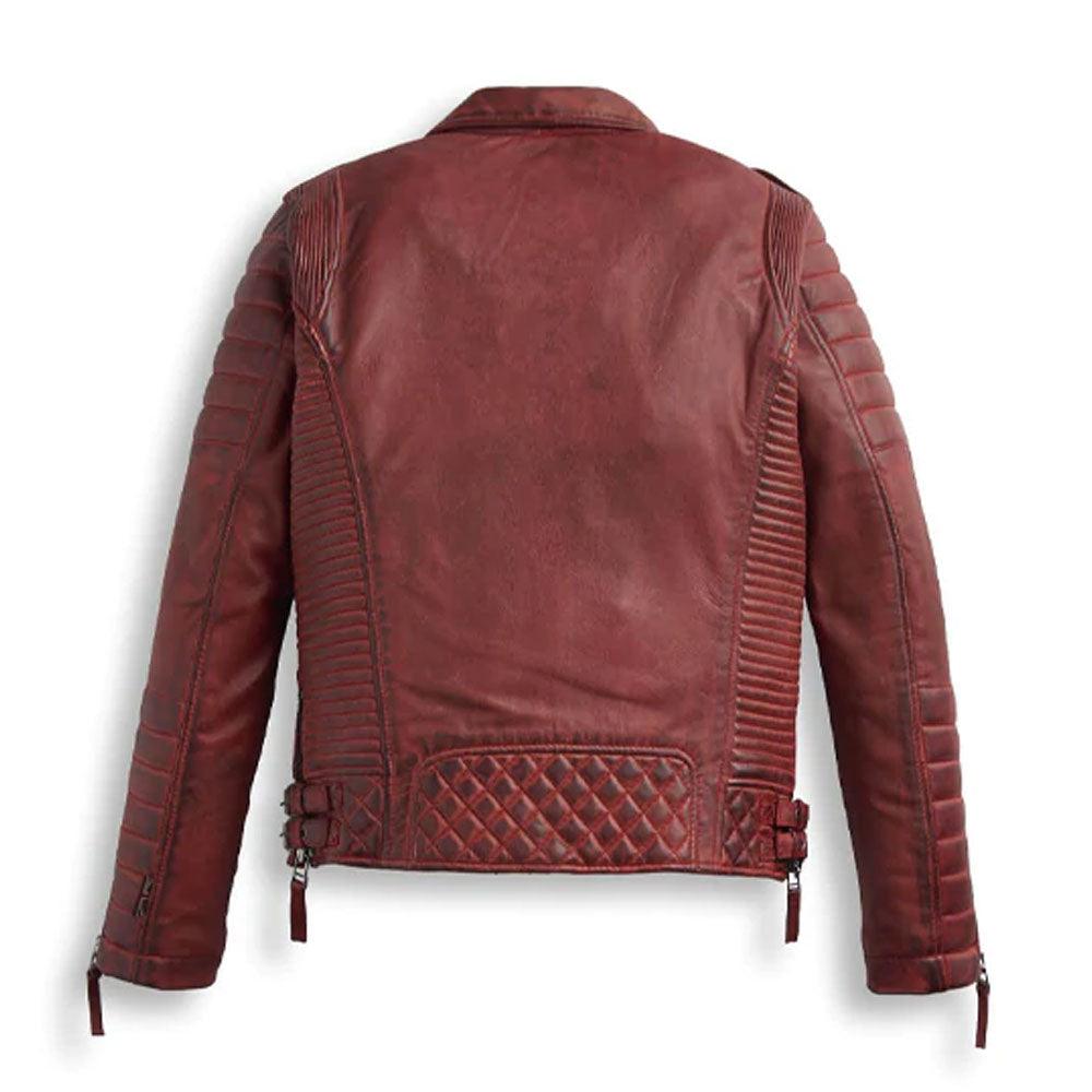 Men Red Biker Leather Motorbike Jacket - Leather Loom