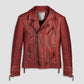 Men Red Waxed Biker Leather Motorcycle Jacket - Leather Loom