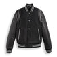 Black Varsity Bomber Leather Jacket With Stripes - Leather Loom