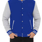 Mens Baseball Style Grey and Royal Blue Varsity Jacket - Leather Loom