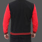 Mens Baseball Style Red and Black Varsity Jacket - Leather Loom