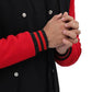 Salerno Baseball Hooded Red and Black Varsity Jacket - Leather Loom