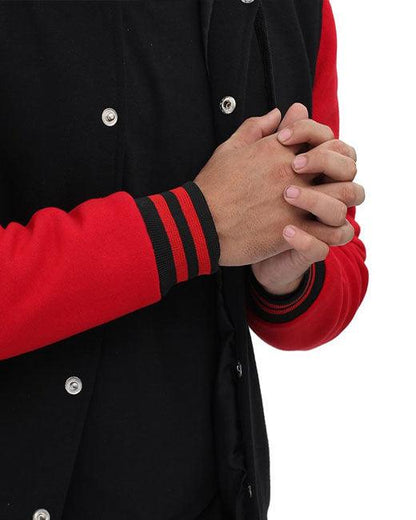 Salerno Baseball Hooded Red and Black Varsity Jacket - Leather Loom