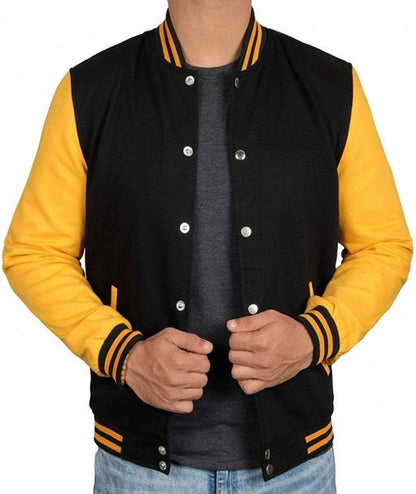 Black and Yellow Varsity Jacket - Leather Loom