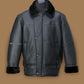 Men Black Aircraft Shearling Bomber Leather Jacket - Leather Loom