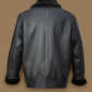 Men Black Aircraft Shearling Bomber Leather Jacket - Leather Loom