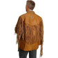 Men's Cowboy Style Tan Color Leather Jacket, Men's Western Style Fringe Leather Jacket - Leather Loom