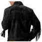 Men's Western Black Suede Jacket Wear Fringes Beads, Suede Cowboy Jacket - Leather Loom