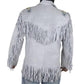 Men's Western Cowboy Real Leather Jacket, Handmade White Leather Jacket With Fringes - Leather Loom