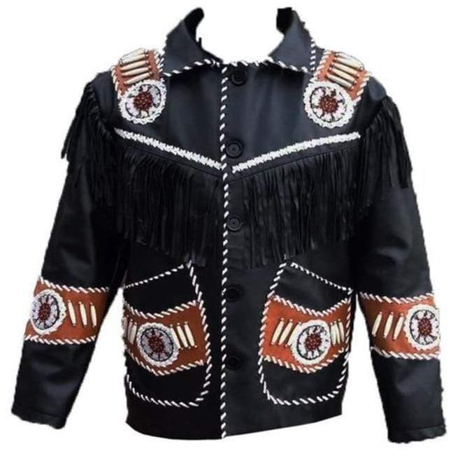 Men's Western Leather Jacket, Handmade Black Leather jacket - Leather Loom