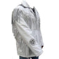 Men's Western Leather Jacket, Handmade Cowboy White Fringe Jacket - Leather Loom