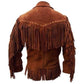 Men's Western Suede Jacket, Tan Color Cowboy Suede Fringe Jacket - Leather Loom