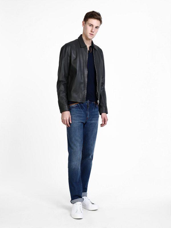 Men Black Shirt Leather Jacket - Leather Loom
