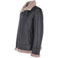 Men Brown Shearling Real Black Leather Bomber Jacket - Leather Loom
