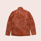 Men Pure Fine Grain Lambskin Brown Leather Field Jacket - Leather Loom