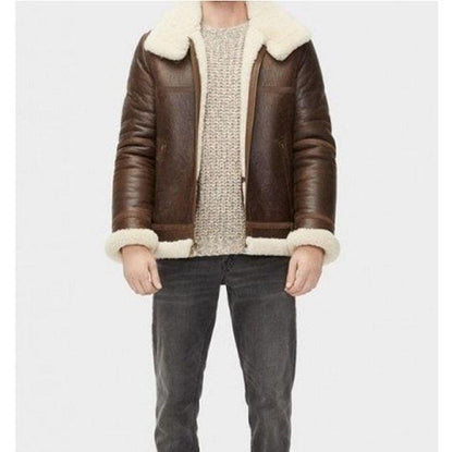 Men’s Aviator Sheepskin Shearling Leather Jacket - Leather Loom