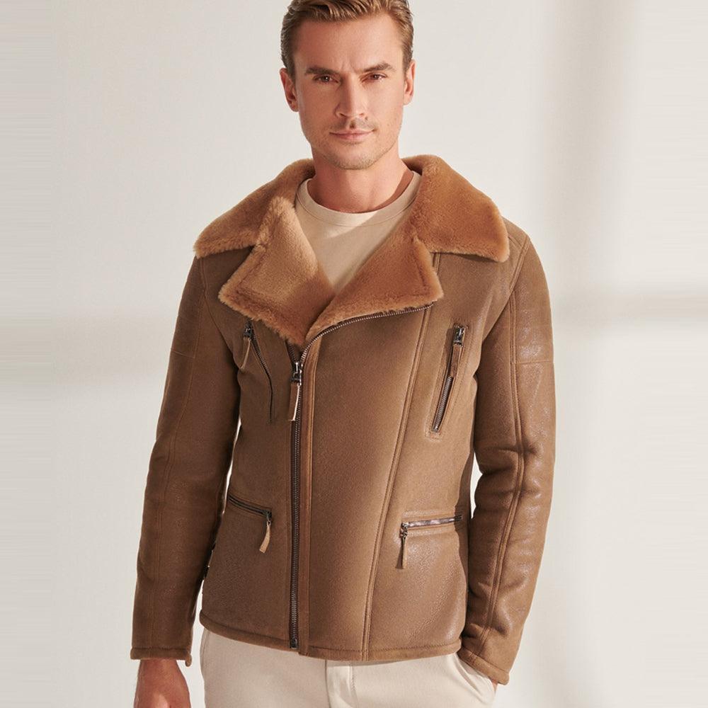 B3 RAF Flying Airforce Aviator Shearling Jacket For Men - Leather Loom