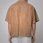 Men's Brown Suede Leather Half Sleeves Shirt - Leather Loom