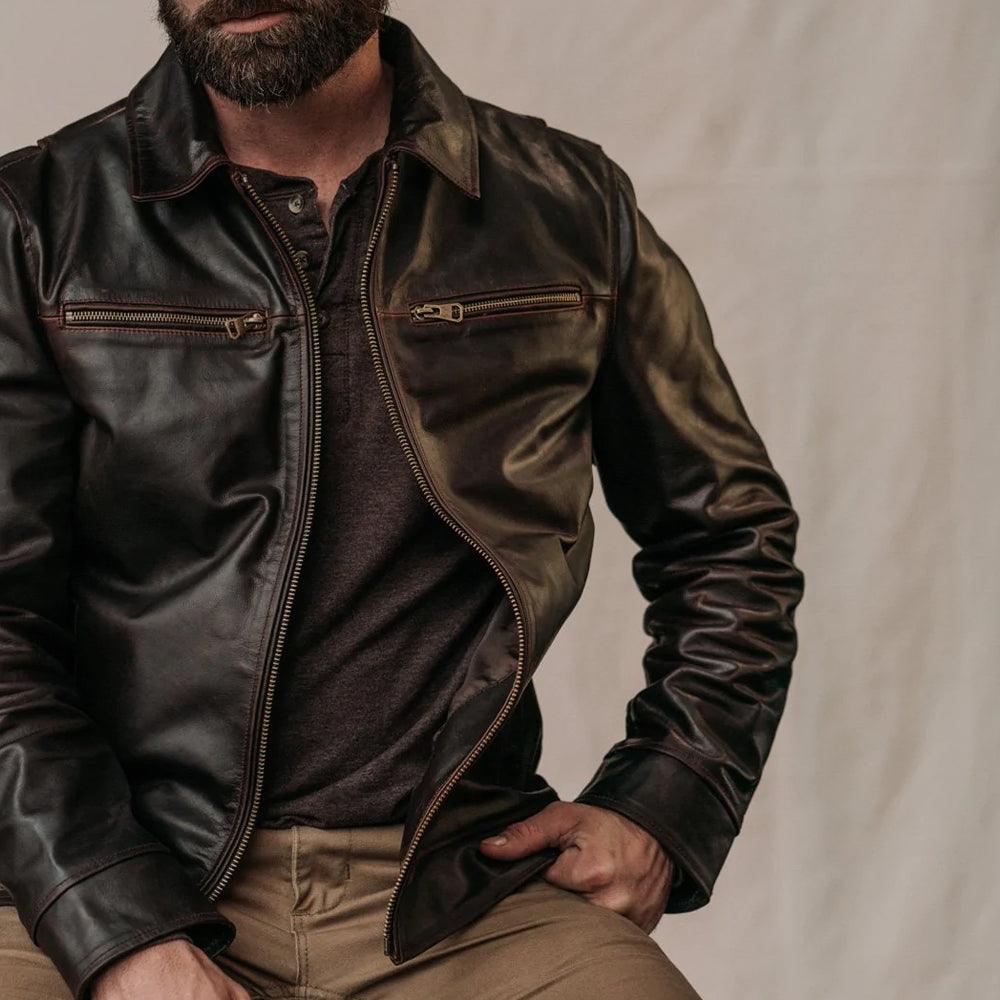 Men's Classic Brown Flight Leather Jacket - Leather Loom