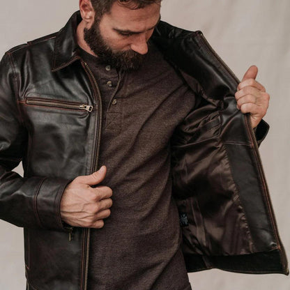 Men's Classic Brown Flight Leather Jacket - Leather Loom