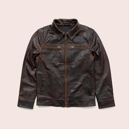 Men's Classic Brown Flight Leather Jacket - Leather Loom