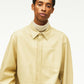Men's Off White Full Sleeves Normal Fit Leather Shirt - Leather Loom